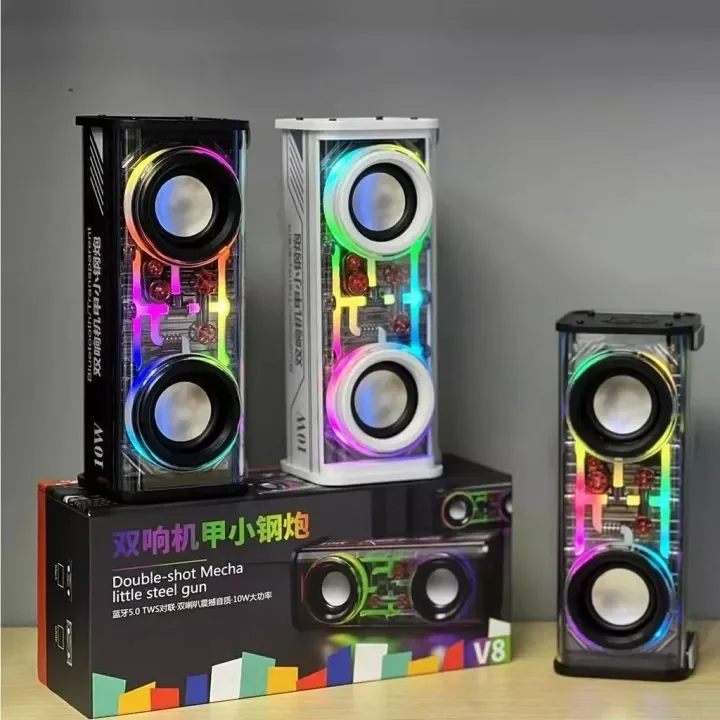 Dual Horn Transparent Mecha Bluetooth Speaker: